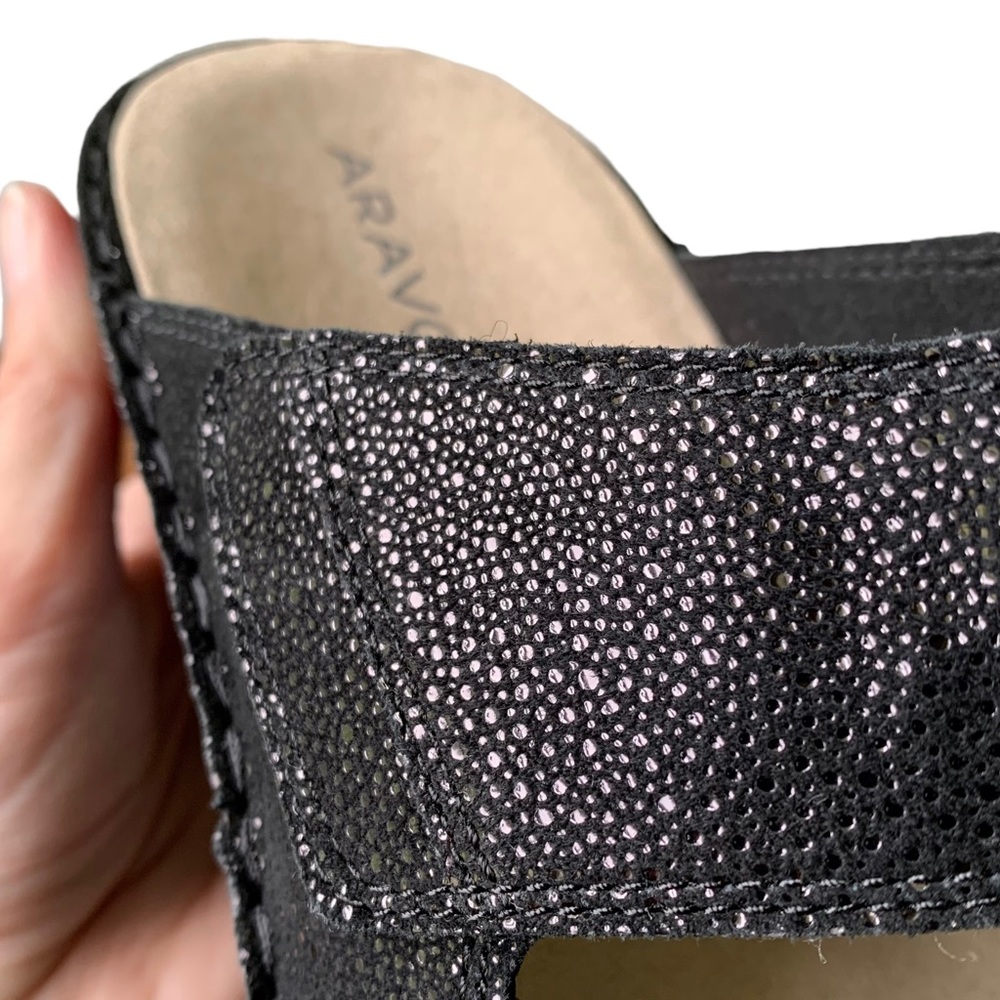 Aravon Black Metallic Suede Cambridge 2 Strap Sandal - Picture 8 of 14